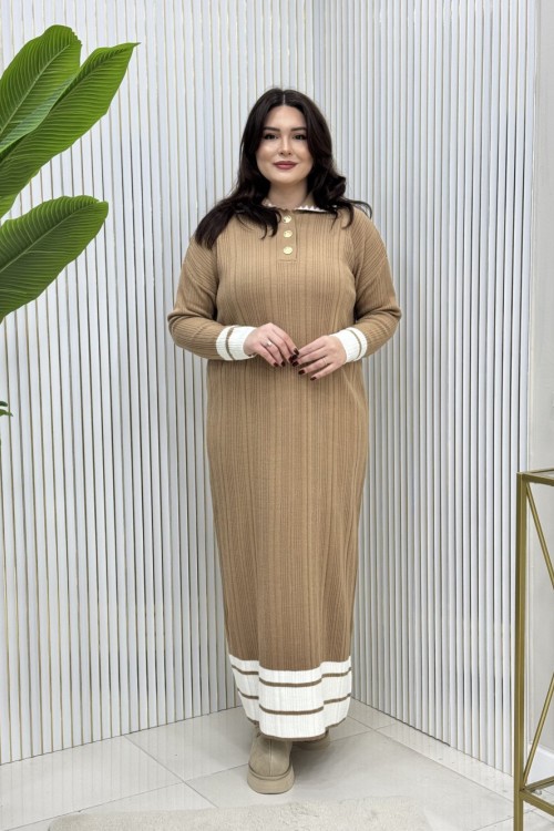 Afife Triko Elbise Vizon