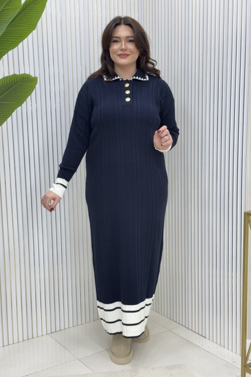 Afife Triko Elbise Lacivert