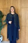 Ajda Büyük Beden Takım Lacivert