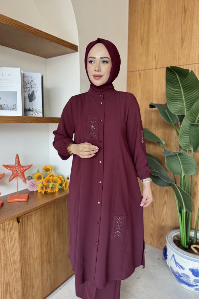Alara Tunik Takım Bordo