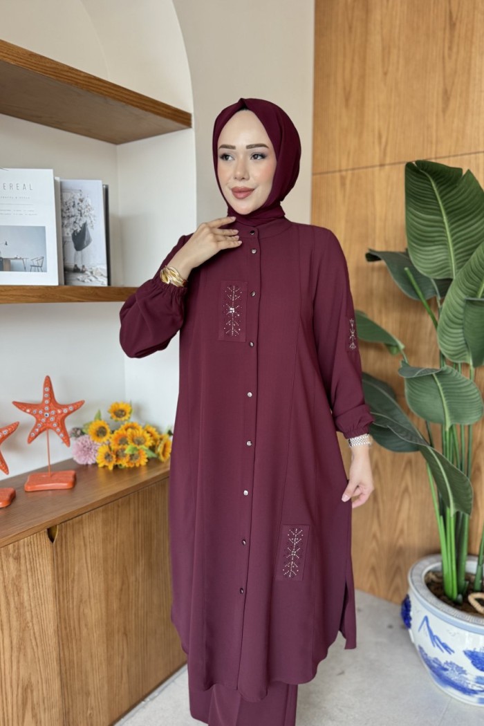 Alara Tunik Takım Bordo