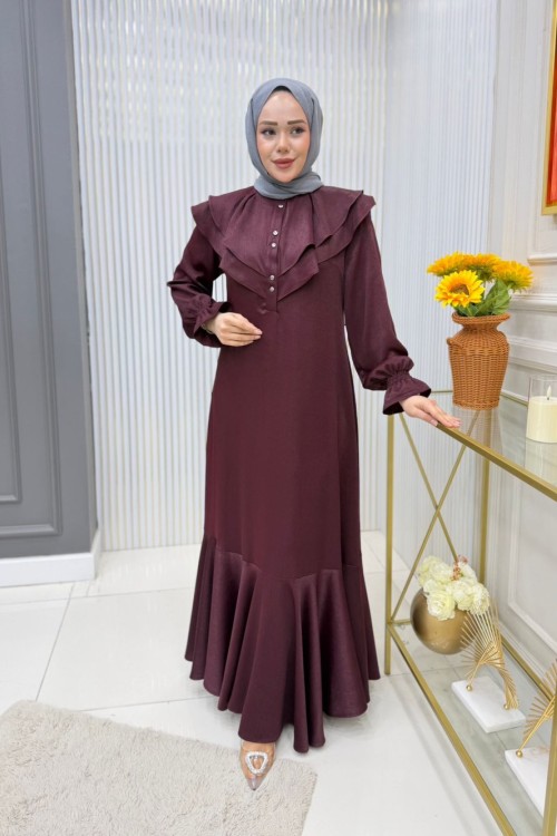 Asena Elbise Bordo