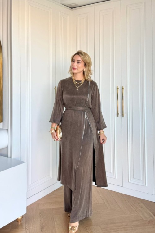 Aygün Pantolonlu Takım Kahverengi