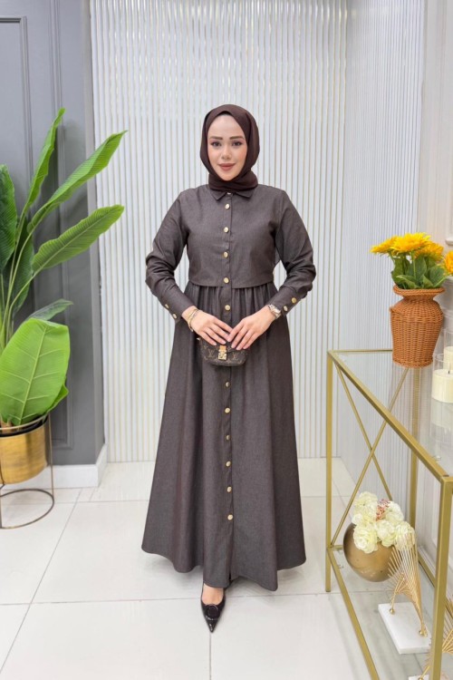 Aymira Kot Elbise  Kahverengi