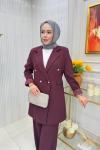 Ayşin Pantolonlu Takım Bordo