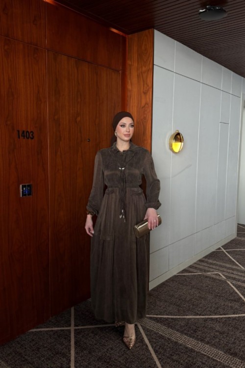 BERİVAN Elbise Acı Kahve