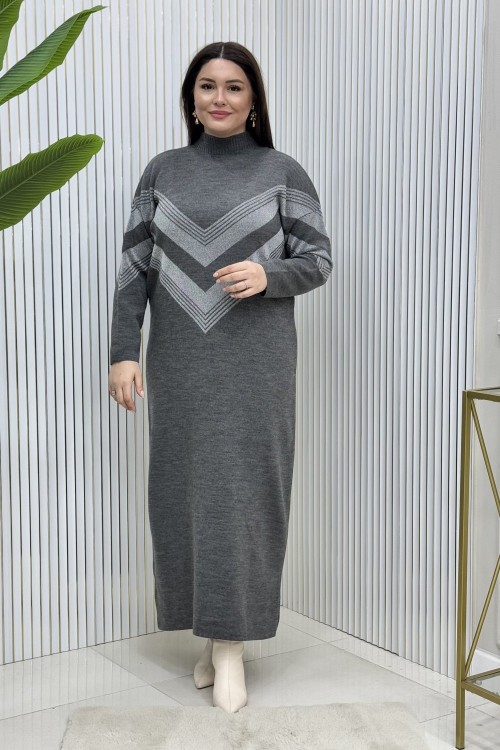 Buhran Triko Elbise Antrasit