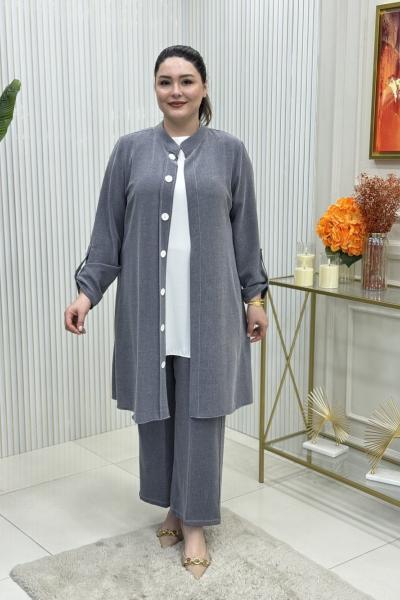 Buse Üçlü Takım Gri