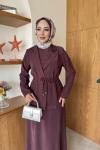 Çiçek Ceketli Elbise Bordo