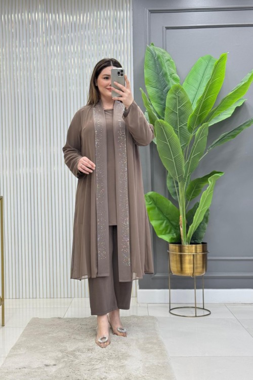 Çiğdem Üçlü Takım  Koyu Vizon