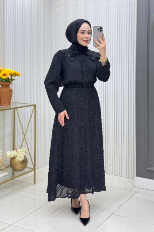 Doğa Etekli Takım Siyah