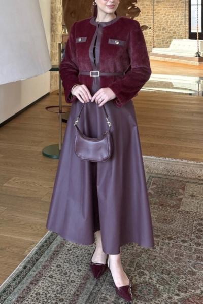 Elçin Etekli Takım  Bordo