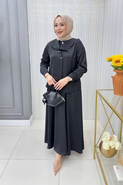 Elçin Etekli Takım  Siyah