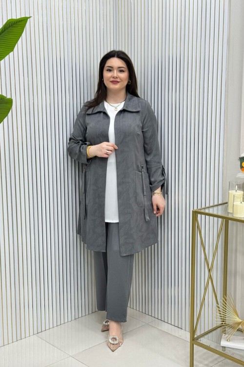 Emel Üçlü Takım Gri