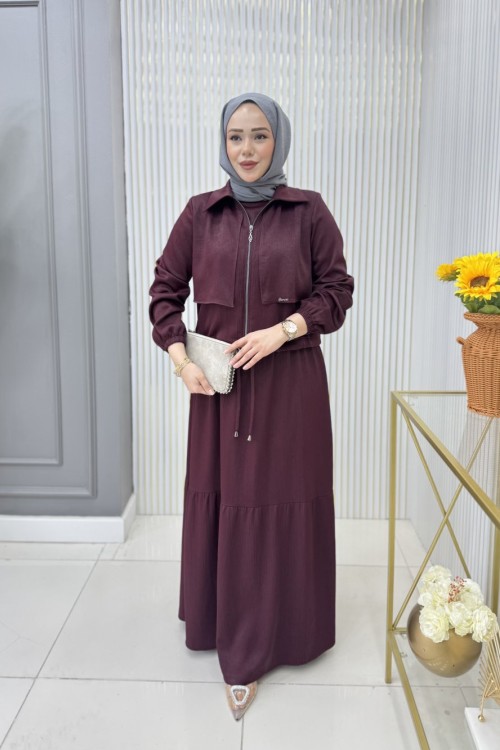 Fahriye Ceketli Elbise Bordo