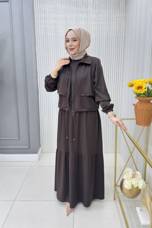 Fahriye Ceketli Elbise Acı Kahve