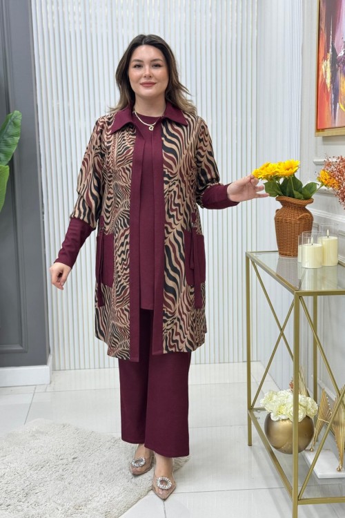 Firuze 3lü Takım Bordo