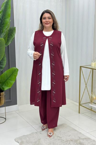 Gamze Üçlü Takım Bordo