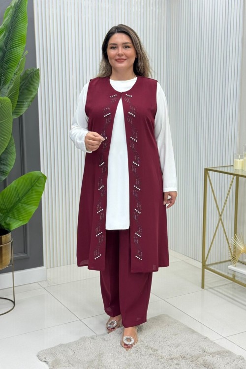 Gamze Üçlü Takım Bordo