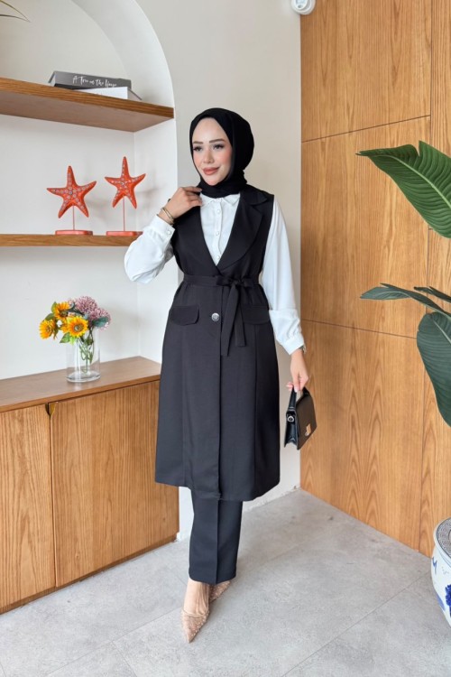 Gonca Üçlü Takım Siyah