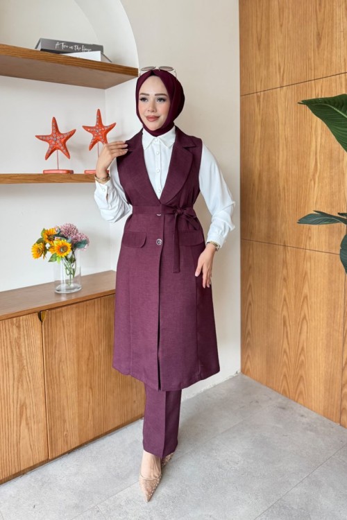 Gonca Üçlü Takım Mürdüm