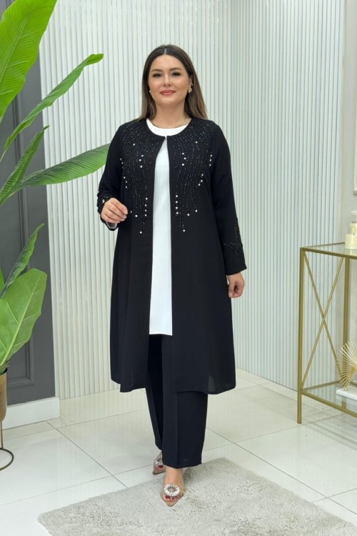 Hafsa Üçlü Takım  Siyah