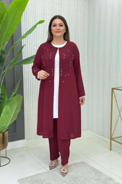 Hafsa Üçlü Takım  Bordo