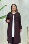 Hafsa Üçlü Takım  Patlıcan Moru