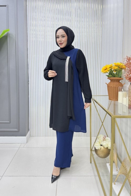 Hediye Tunik Takım Saks Mavisi