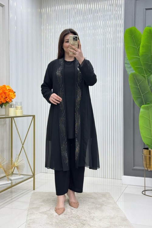 Hülya 3lü Takım  Siyah