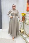 İpek Elbise  Taş Rengi