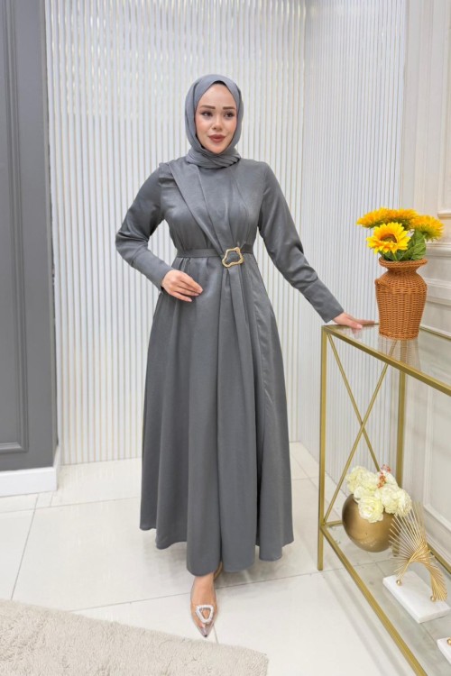 İpek Elbise  Gri