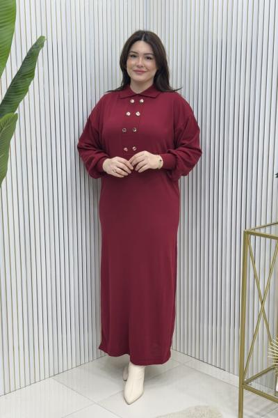 Lilyum Triko Elbise Bordo