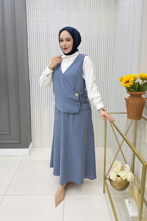 Müjde  Etekli Takım  Mavi