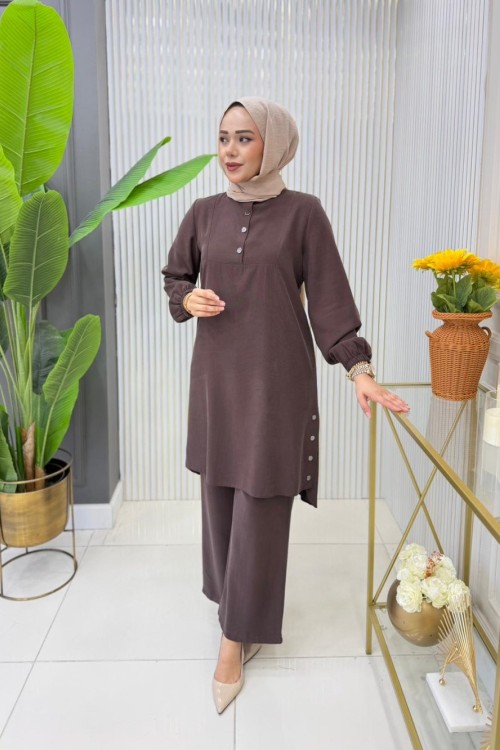 Nihan Tunik Takım Acı Kahve
