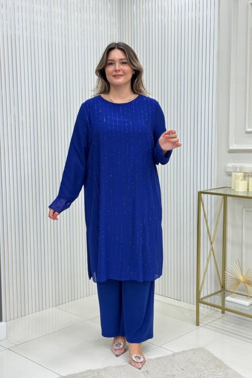 Nurdan Sandy Takım Saks Mavisi