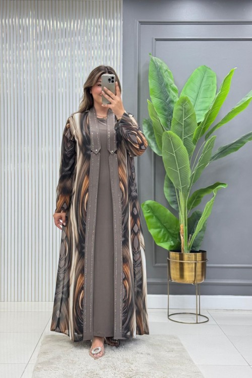 Oya Elbise  Koyu Vizon