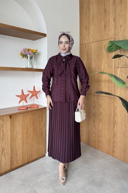 Özge etekli Takım Bordo