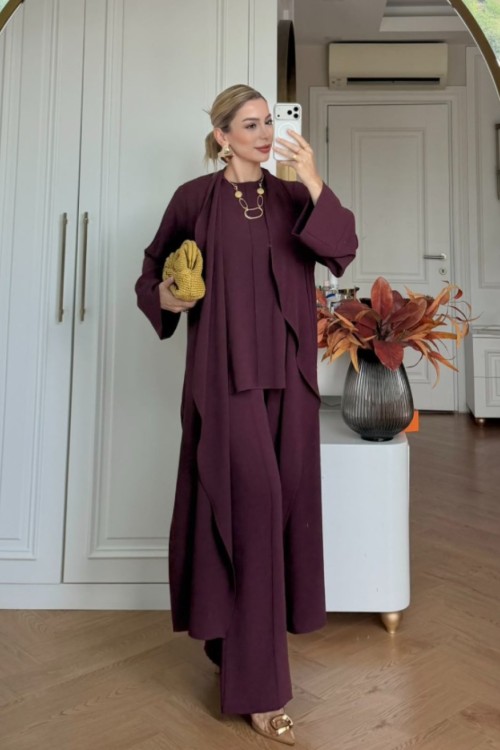 Parya Üçlü Takım Mürdüm