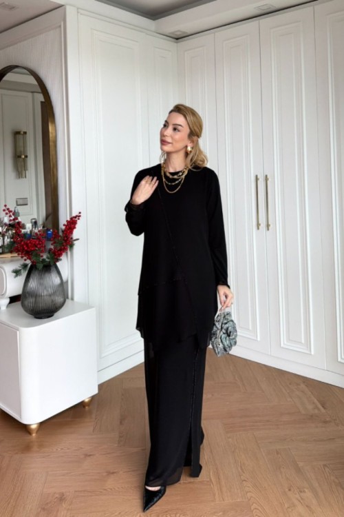 Rüya  Pantolonlu Takım Siyah