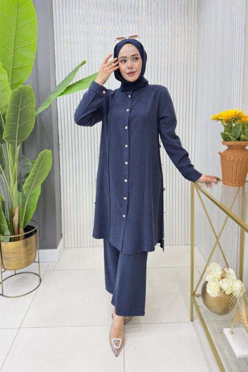 Sakine Tunik Takım Lacivert