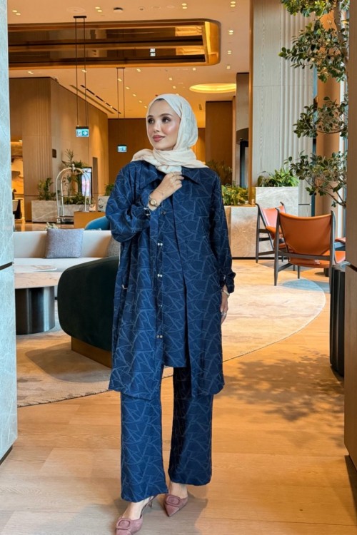 Saliha Üçlü Takım Lacivert