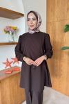 Selcan Tunik Takım  Kahverengi