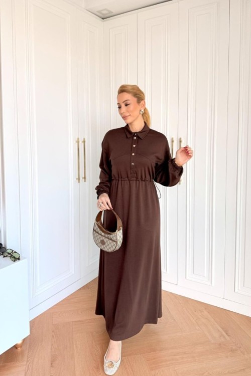 Sema Oys Elbise Kahverengi