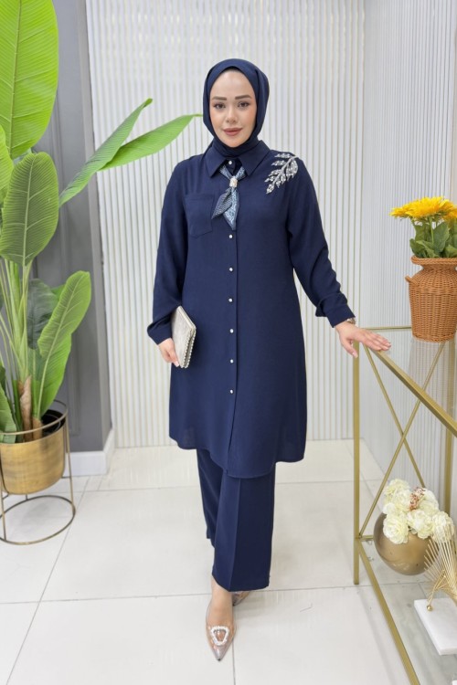 Sıdıka Tunik Takım Lacivert