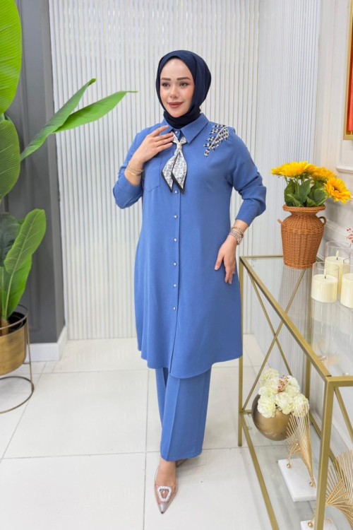 Sıdıka Tunik Takım Mavi