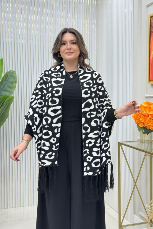 Sınırsız Beden Panço Siyah