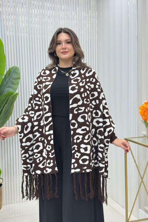 Sınırsız Beden Panço Acı Kahve