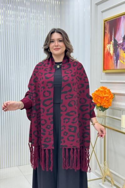 Sınırsız Beden Panço Bordo