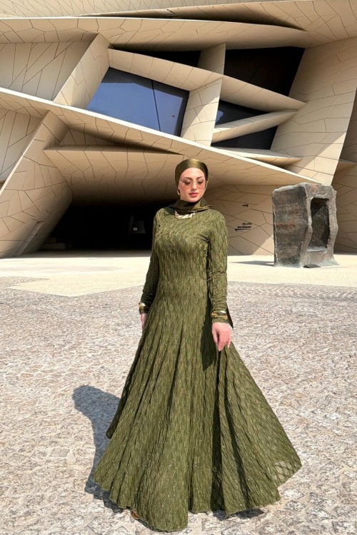 Sümbül Elbise Yağ Yeşili